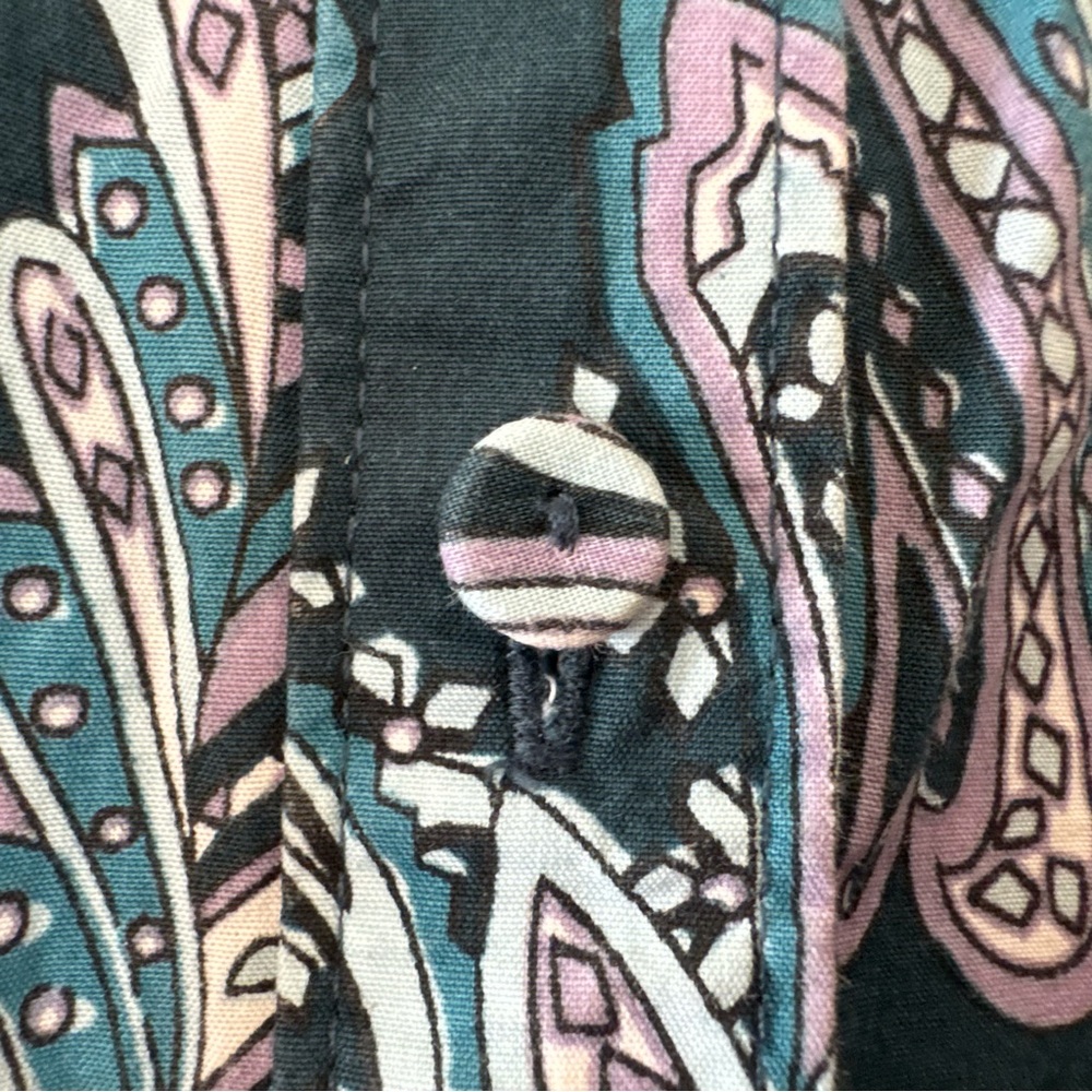 Talbots Petites Paisley Button-Down Shirt Teal Green Size 12P - Picture 4 of 5